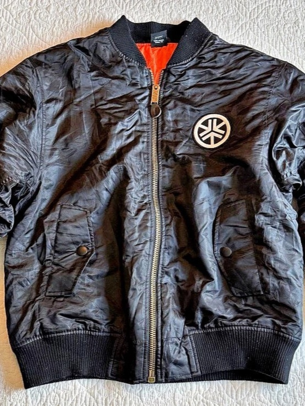 Insomniac Basscon Bomber Jacket Men's Bomber Jacket Black & Orange Size Medium